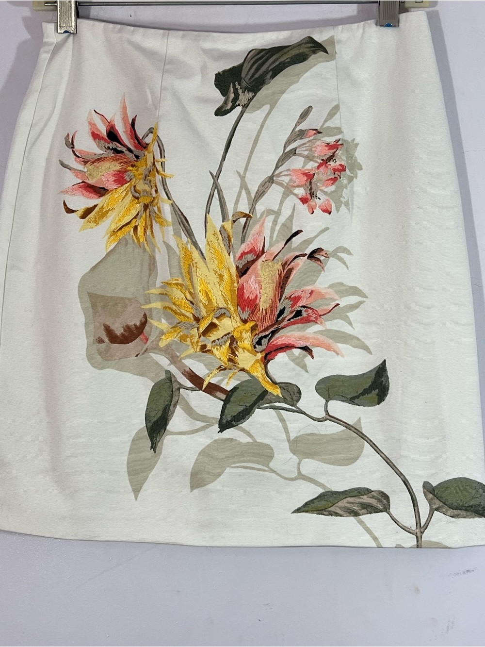 White House Black Market Floral Embroidered Pencil Skirt White Size 0